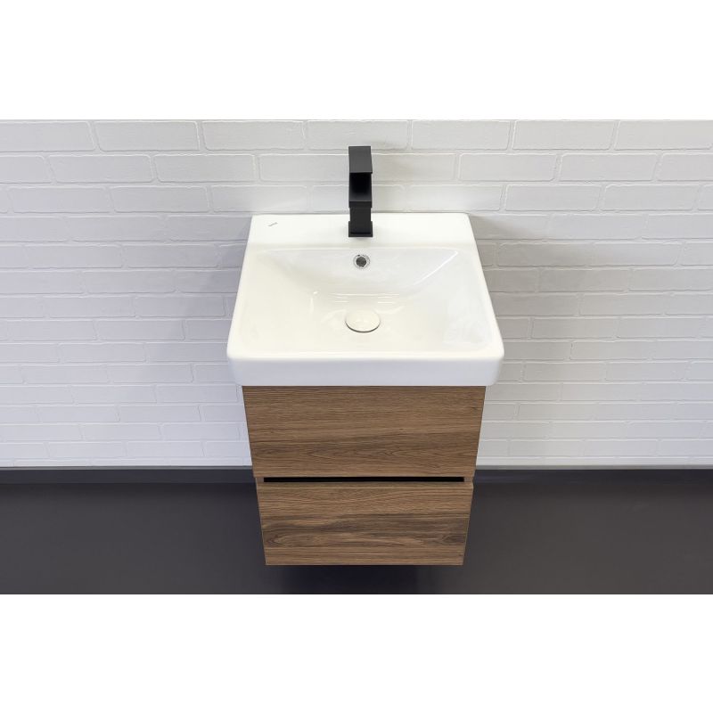 Тумба с раковиной Comforty Дартфорд-45 00-00013694 дуб тёмно-коричневый с раковиной Адриана 45