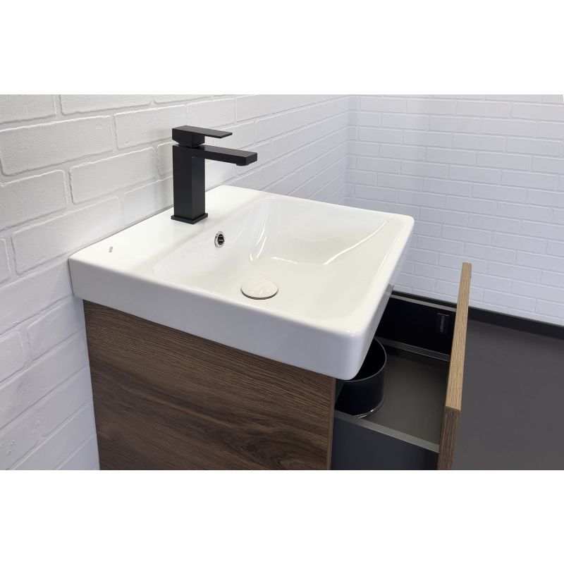 Тумба с раковиной Comforty Дартфорд-45 00-00013694 дуб тёмно-коричневый с раковиной Адриана 45