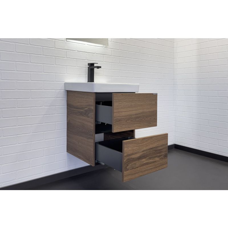 Тумба с раковиной Comforty Дартфорд-45 00-00013694 дуб тёмно-коричневый с раковиной Адриана 45