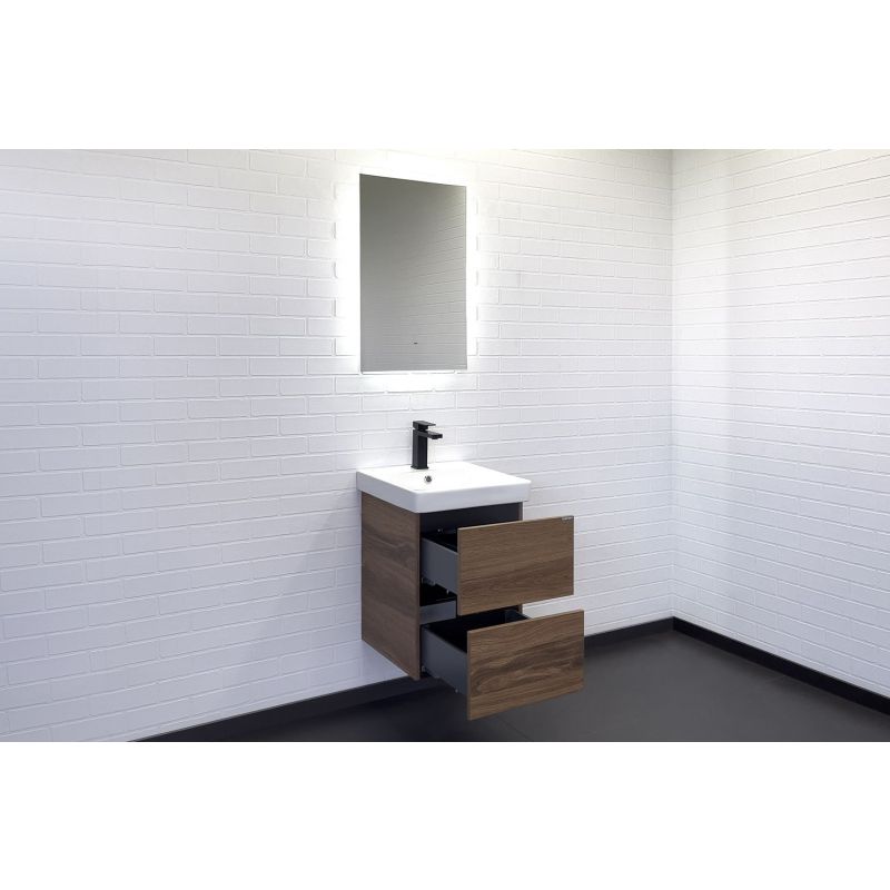 Тумба с раковиной Comforty Дартфорд-45 00-00013694 дуб тёмно-коричневый с раковиной Адриана 45