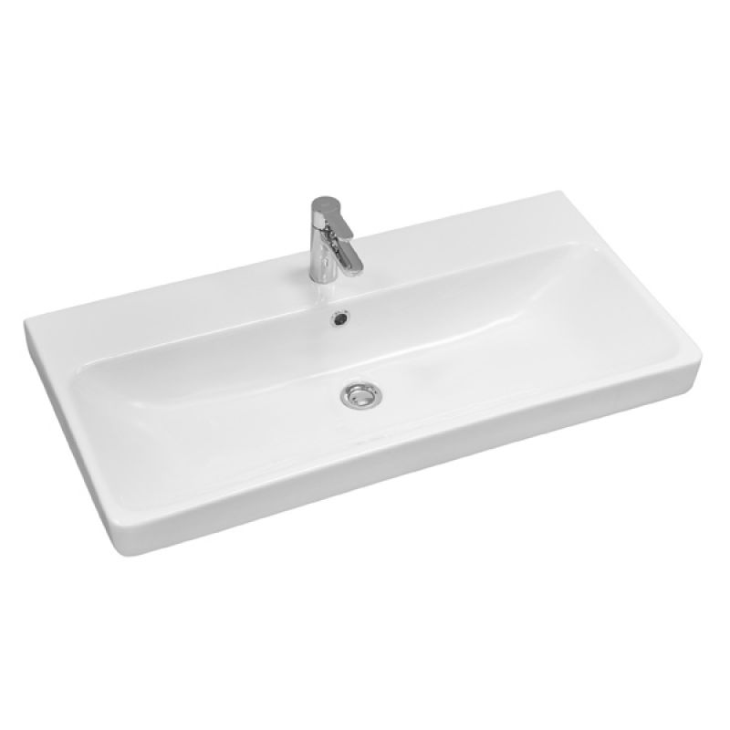 Тумба с раковиной Comforty Дублин 89 00-00005213 белый глянец с раковиной Адриана 90