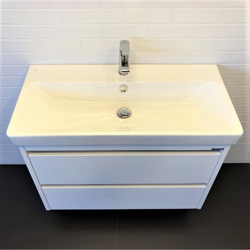 Тумба с раковиной Comforty Дублин 89 00-00005213 белый глянец с раковиной Адриана 90