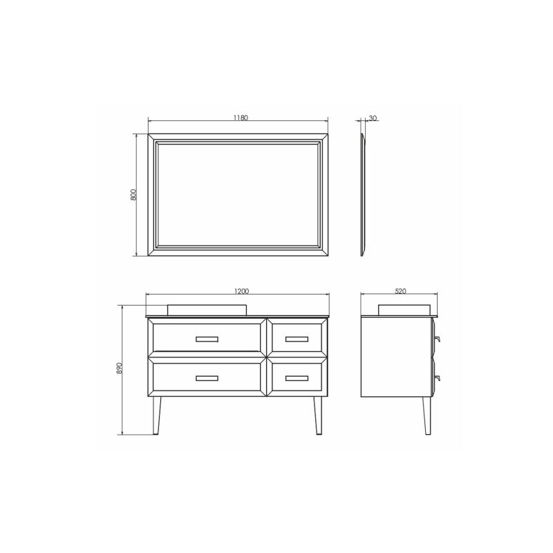 Тумба с раковиной Comforty Империя-120 00-00013788 белая с графитовой столешницей с Comforty 78189