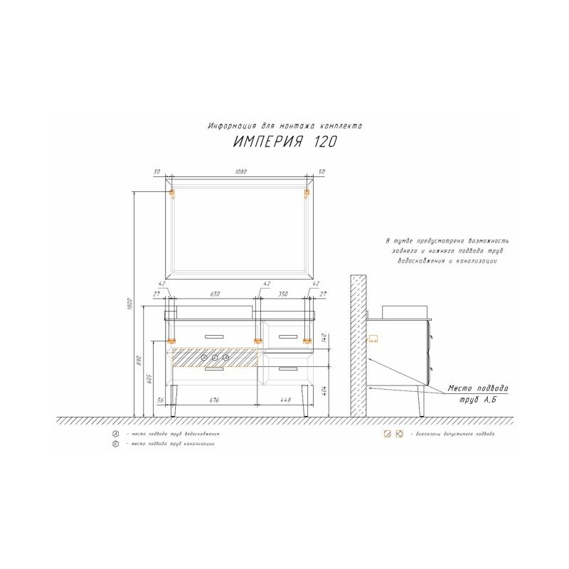 Тумба с раковиной Comforty Империя-120 00-00013788 белая с графитовой столешницей с Comforty 78189