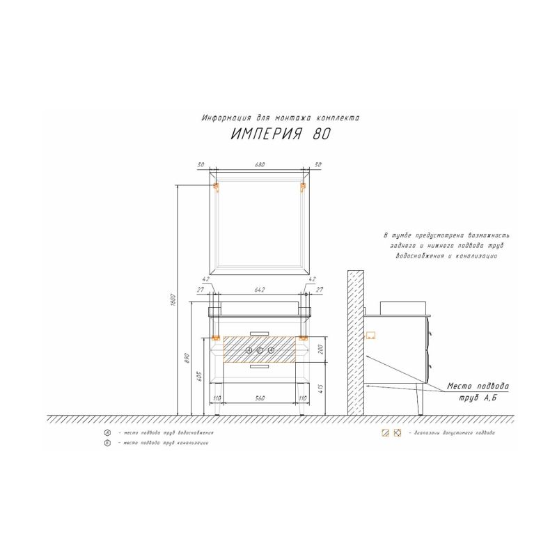 Тумба с раковиной Comforty Империя-80 00-00014817 белая с графитовой столешницей c раковиной Comforty 78189