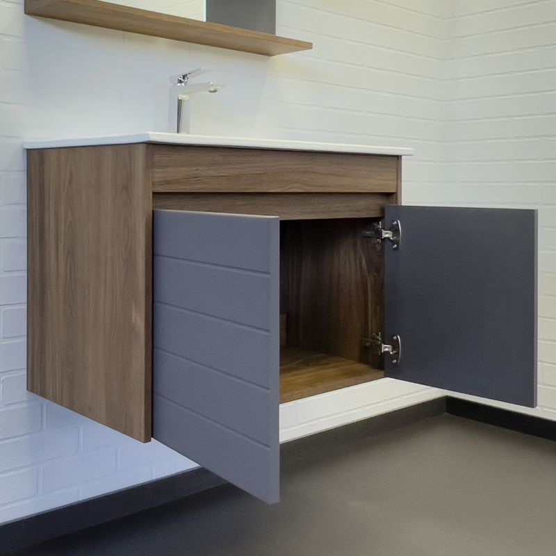 Тумба с раковиной Comforty Кемер-75 00-00017883 антрацит/дуб тёмно-коричневый с раковиной Comforty 75E