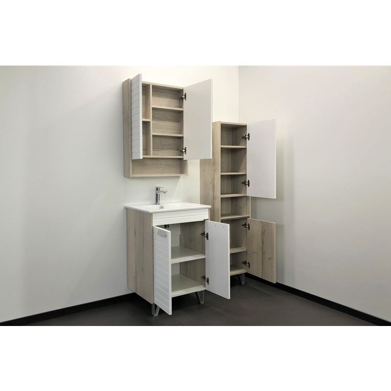 Тумба с раковиной Comforty Клеон 60Н 00-00002044 белый/дуб дымчатый с раковиной Quadro 60