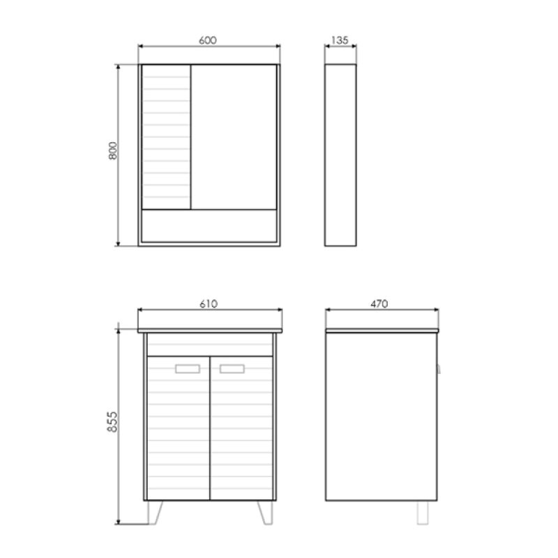 Тумба с раковиной Comforty Клеон 60Н 00-00002044 белый/дуб дымчатый с раковиной Quadro 60