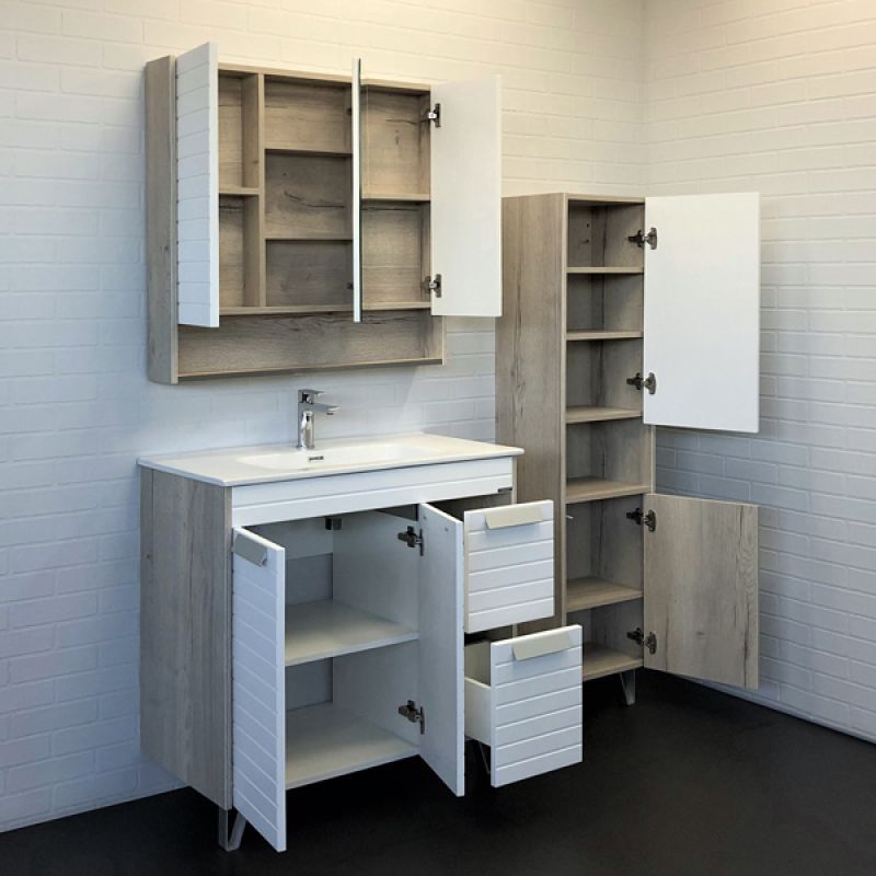 Тумба с раковиной Comforty Клеон-90Н 00-00004757 дуб дымчатый с раковиной Comforty 9090M