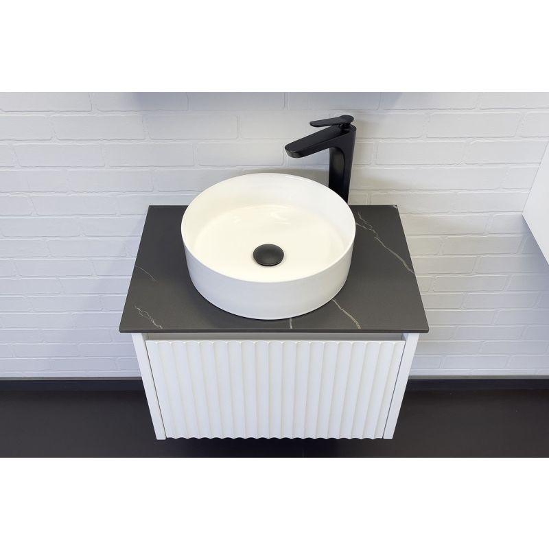 Тумба с раковиной Comforty Марсель-60 00-00012272 белый матовый со столешницей под мрамор Калакатта Блэк c раковиной Comforty 9111