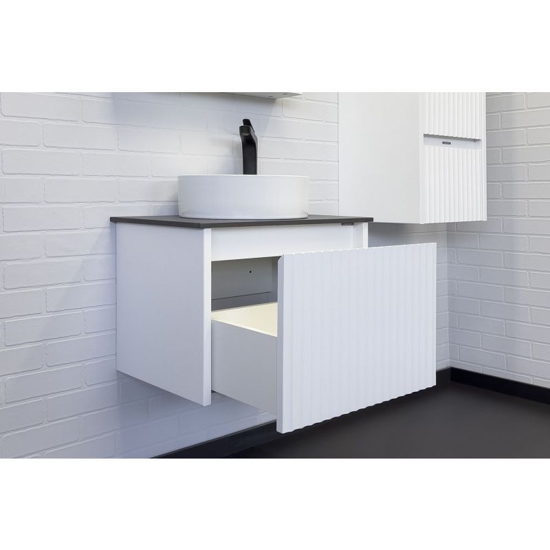 Тумба с раковиной Comforty Марсель-60 00-00012272 белый матовый со столешницей под мрамор Калакатта Блэк c раковиной Comforty 9111