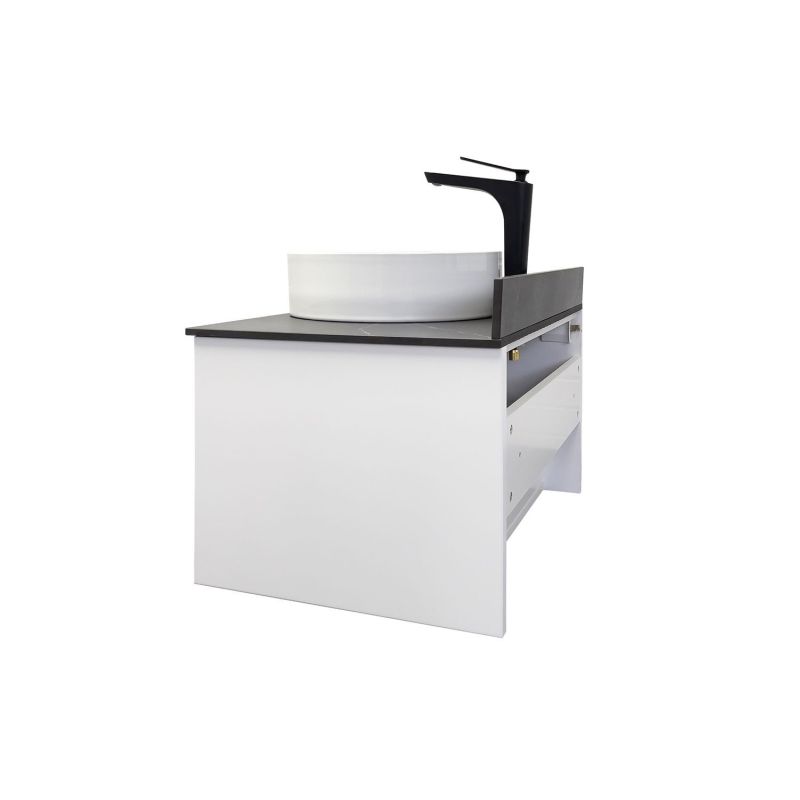Тумба с раковиной Comforty Марсель-75 00-00012270 белая матовая со столешницей под черный мрамор c раковиной Comforty 9110