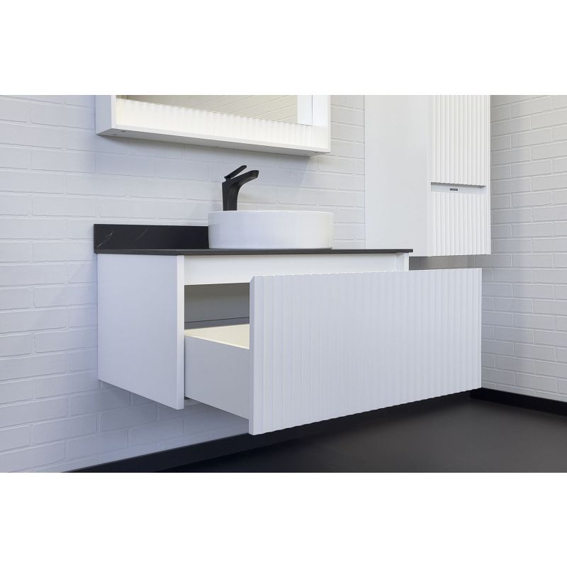 Тумба с раковиной Comforty Марсель-90 00-00013797 белый матовый со столешницей под мрамор Калакатта Блэк c раковиной Comforty 9110