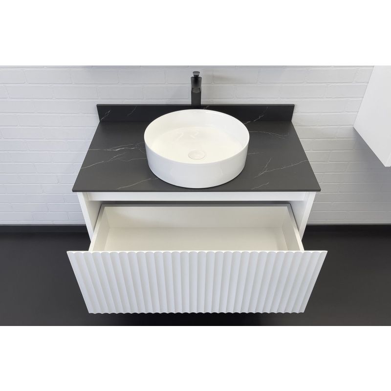 Тумба с раковиной Comforty Марсель-90 00-00013797 белый матовый со столешницей под мрамор Калакатта Блэк c раковиной Comforty 9110