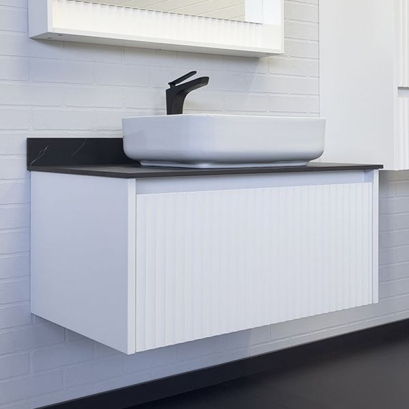 Тумба с раковиной Comforty Марсель-90 00-00013795 белый матовый со столешницей под мрамор Калакатта Блэк c раковиной Comforty T-Y9378