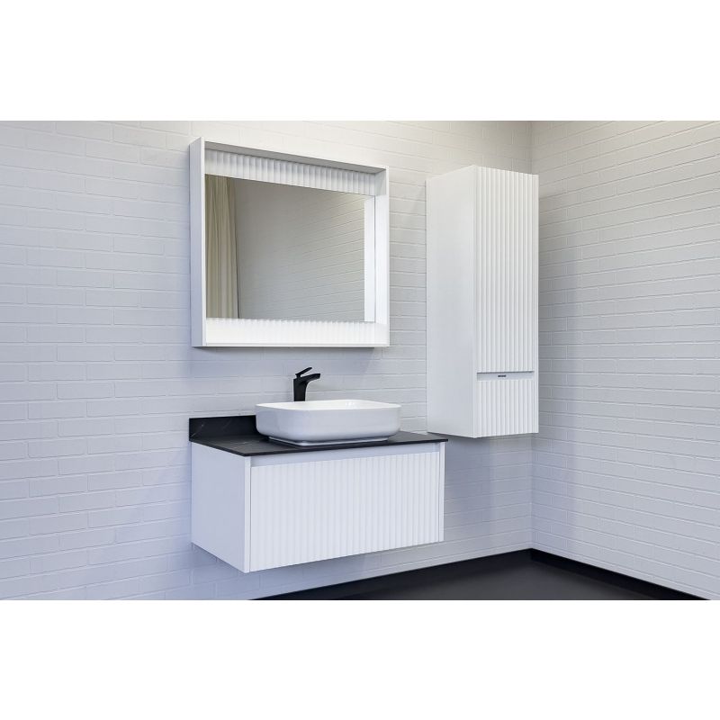 Тумба с раковиной Comforty Марсель-90 00-00013795 белый матовый со столешницей под мрамор Калакатта Блэк c раковиной Comforty T-Y9378