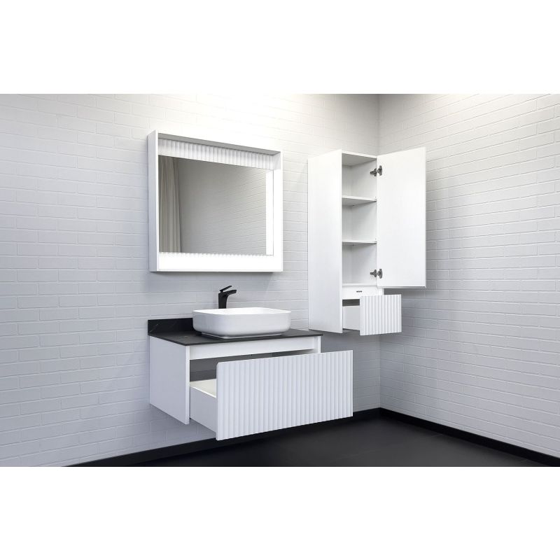 Тумба с раковиной Comforty Марсель-90 00-00013795 белый матовый со столешницей под мрамор Калакатта Блэк c раковиной Comforty T-Y9378