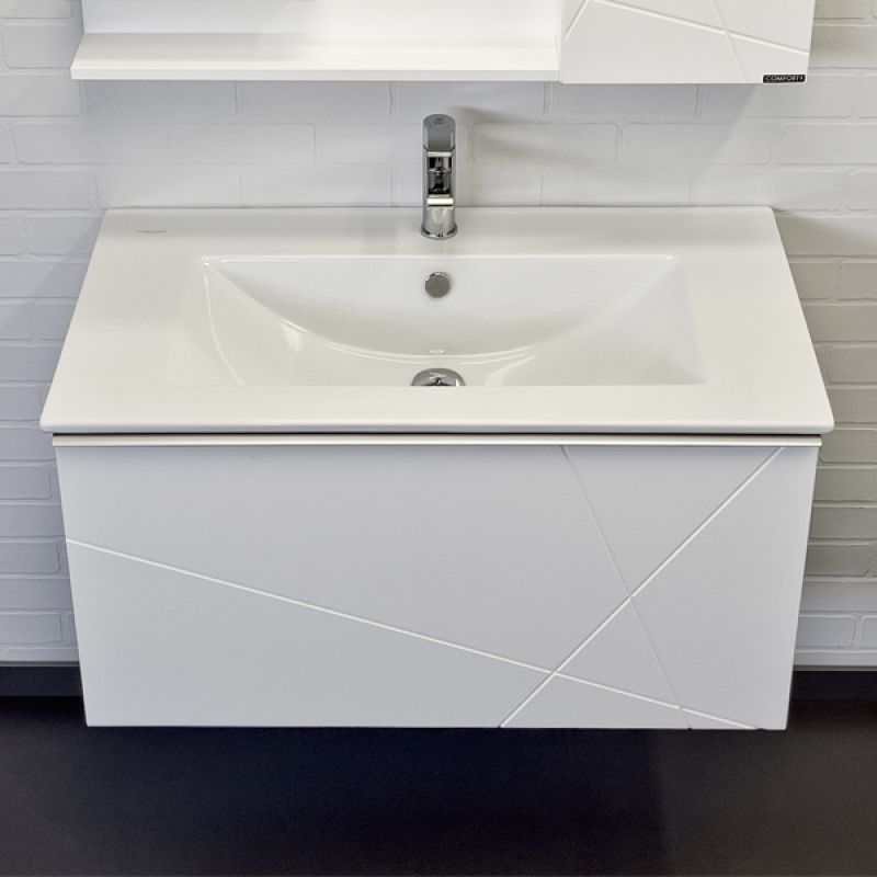 Тумба с раковиной Comforty Мерано 90 00-00010665 белый матовый с раковиной Quadro 90