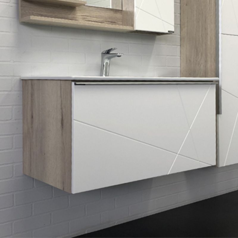 Тумба с раковиной Comforty Мерано 90 00-00008478 белый/дуб дымчатый с раковиной Quadro 90