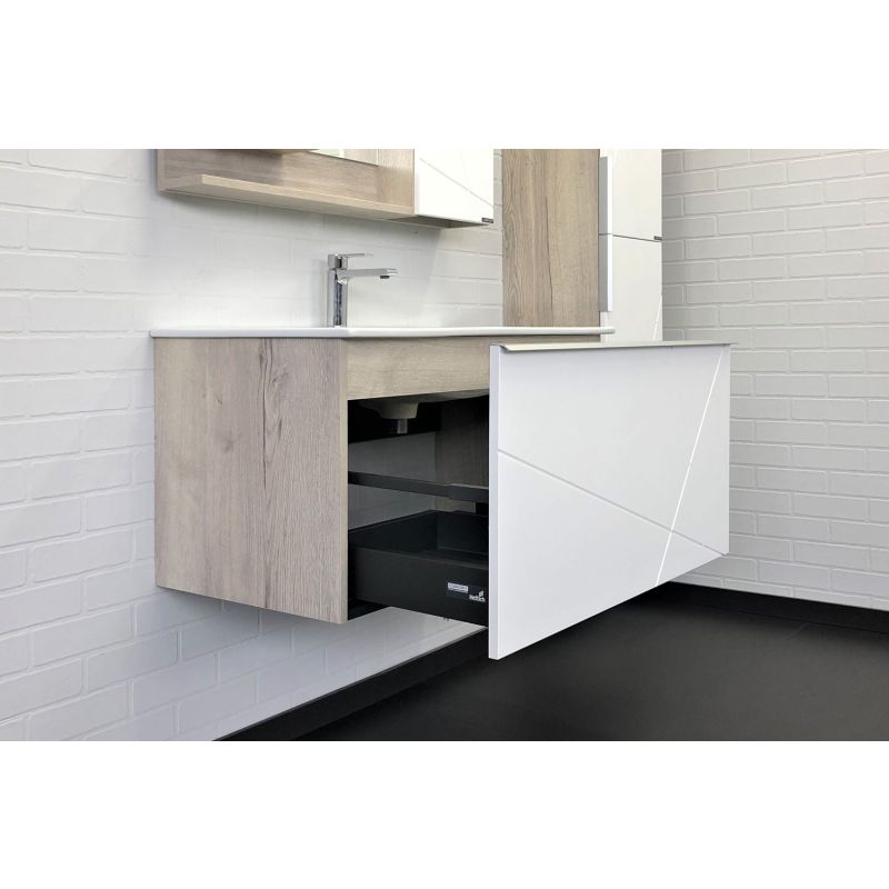 Тумба с раковиной Comforty Мерано 90 00-00008478 белый/дуб дымчатый с раковиной Quadro 90