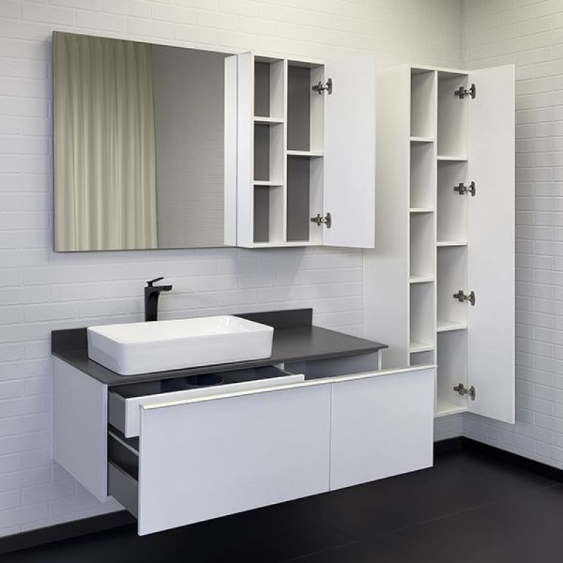 Тумба с раковиной Comforty Милан-120 00-00014697 белая с графитовой столешницей с раковиной Comforty 78189