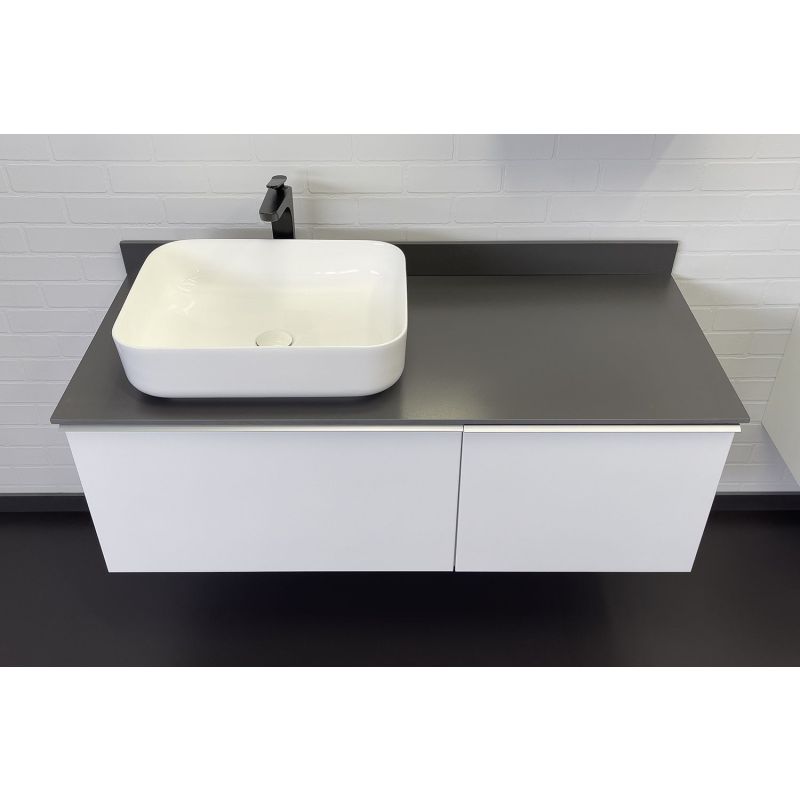 Тумба с раковиной Comforty Милан-120 00-00013784 белая с графитовой столешницей с раковиной Comforty T-Y9378