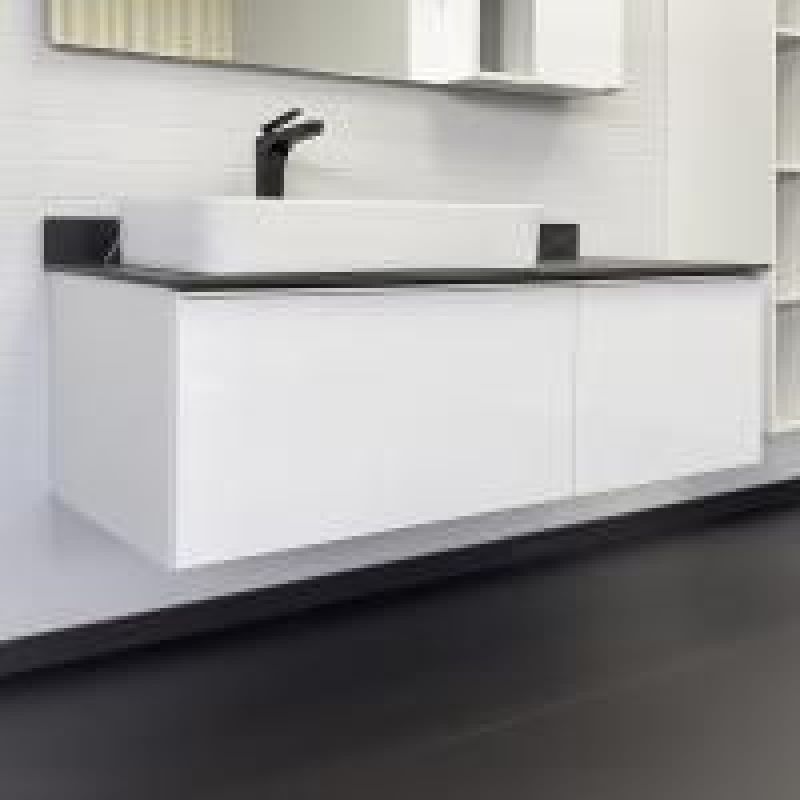 Тумба с раковиной Comforty Милан-120 00-00014005 белая со столешницей под мрамор Калакатта Блэк с раковиной Comforty 78189