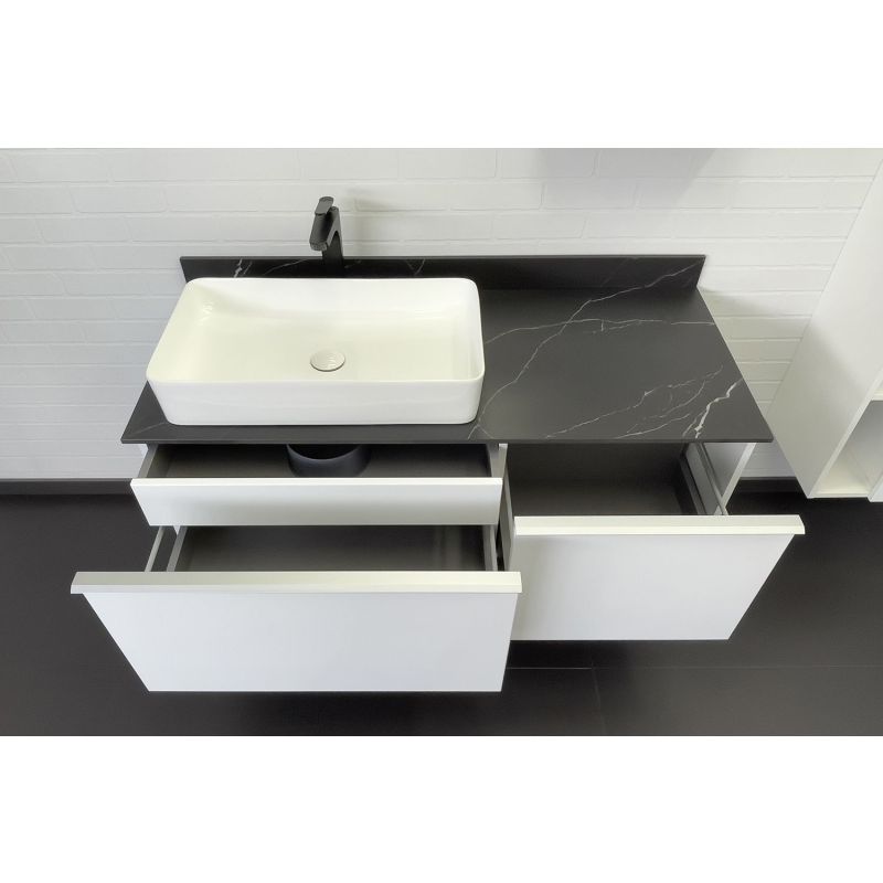 Тумба с раковиной Comforty Милан-120 00-00014005 белая со столешницей под мрамор Калакатта Блэк с раковиной Comforty 78189