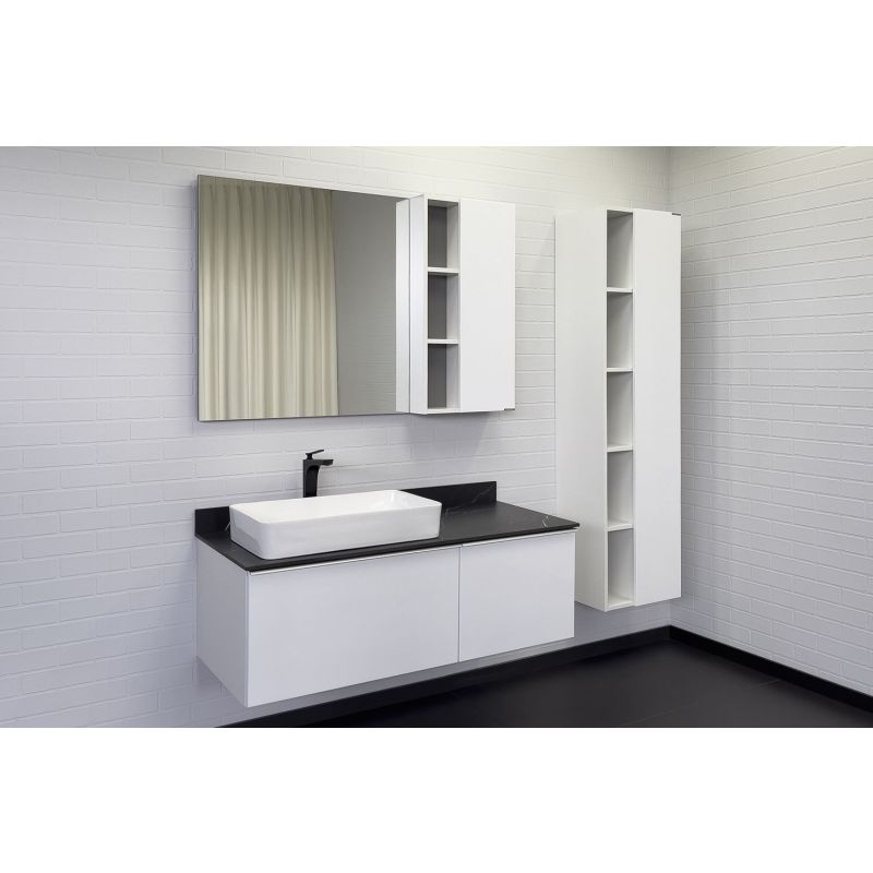 Тумба с раковиной Comforty Милан-120 00-00014005 белая со столешницей под мрамор Калакатта Блэк с раковиной Comforty 78189