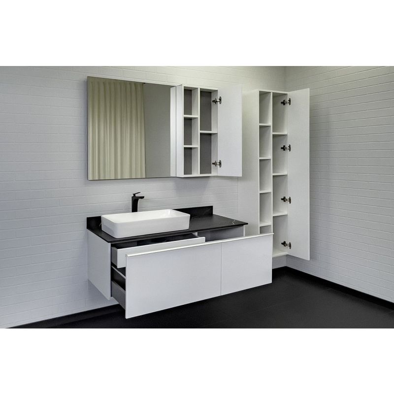 Тумба с раковиной Comforty Милан-120 00-00014005 белая со столешницей под мрамор Калакатта Блэк с раковиной Comforty 78189