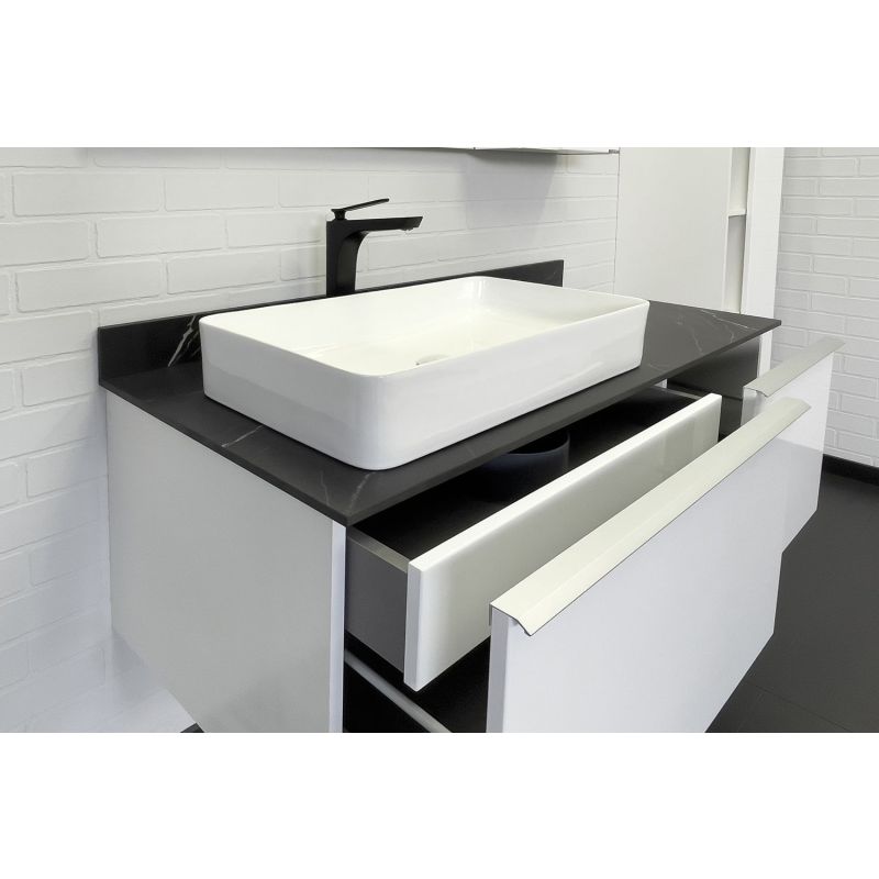 Тумба с раковиной Comforty Милан-120 00-00014005 белая со столешницей под мрамор Калакатта Блэк с раковиной Comforty 78189