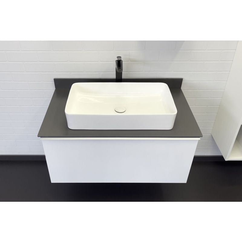 Тумба с раковиной Comforty Милан-90 00-00014427 белая с графитовой столешницей с раковиной Comforty 78189