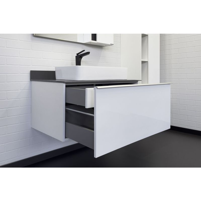 Тумба с раковиной Comforty Милан-90 00-00014427 белая с графитовой столешницей с раковиной Comforty 78189