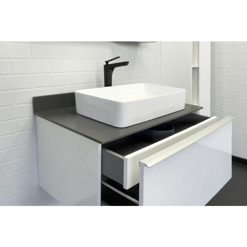 Тумба с раковиной Comforty Милан-90 00-00014427 белая с графитовой столешницей с раковиной Comforty 78189