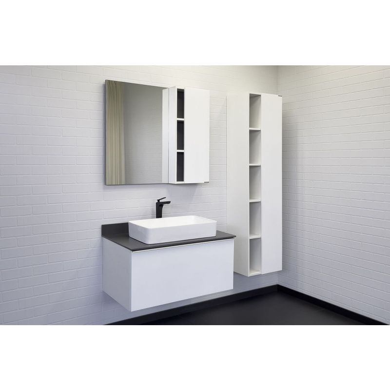 Тумба с раковиной Comforty Милан-90 00-00014427 белая с графитовой столешницей с раковиной Comforty 78189