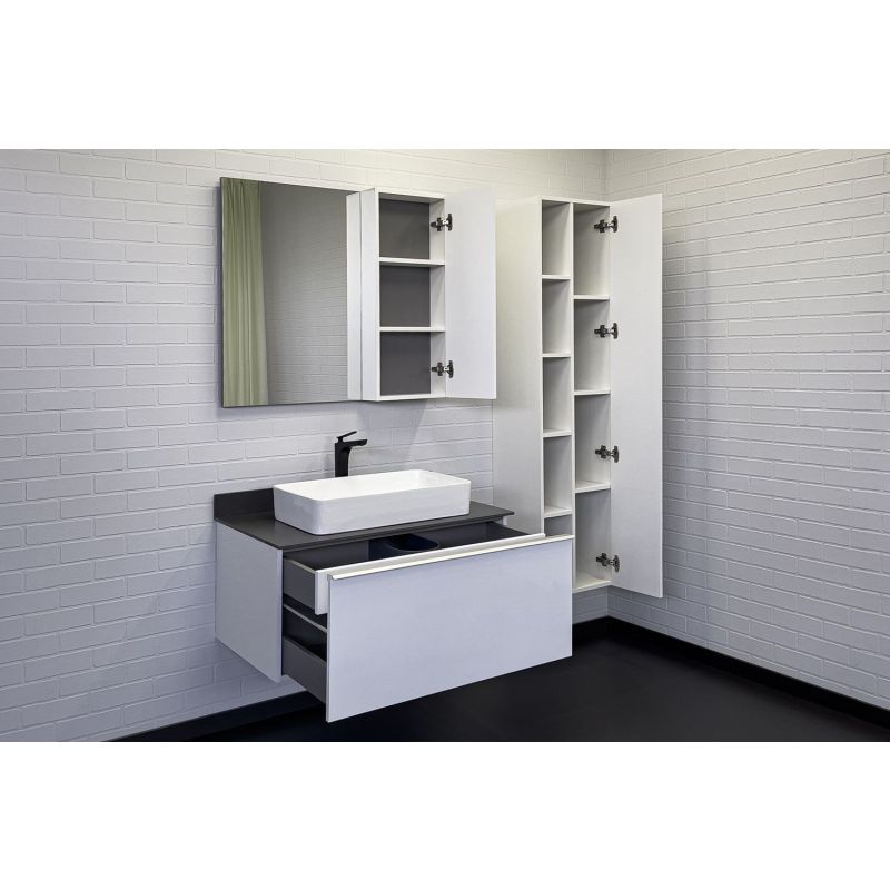 Тумба с раковиной Comforty Милан-90 00-00014427 белая с графитовой столешницей с раковиной Comforty 78189