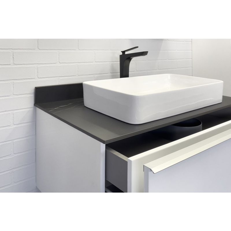 Тумба с раковиной Comforty Милан-90 00-00014007 белая со столешницей Калакатта Блэк с раковиной Comforty 78189