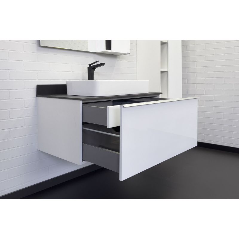 Тумба с раковиной Comforty Милан-90 00-00014007 белая со столешницей Калакатта Блэк с раковиной Comforty 78189