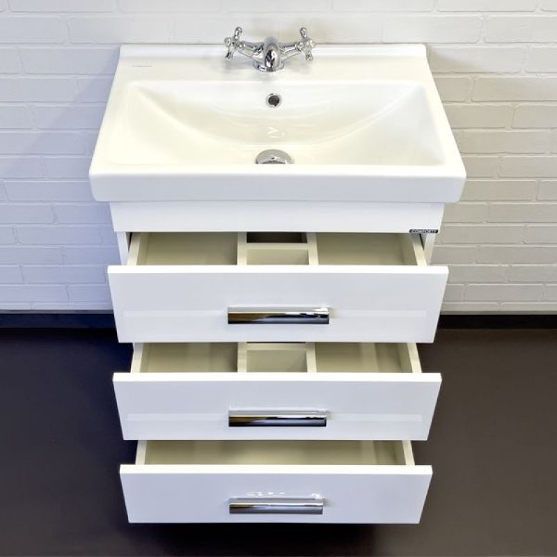 Тумба с раковиной Comforty Никосия 60Н 00-00011160 белый глянец с раковиной Fest 60