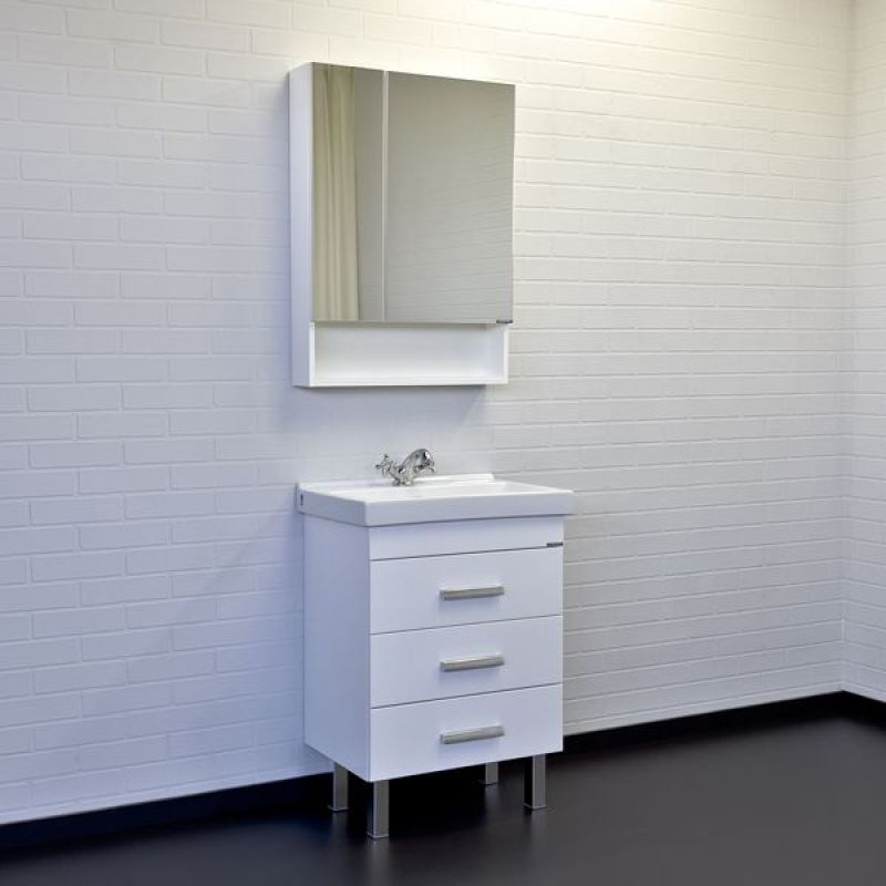 Тумба с раковиной Comforty Никосия 60Н 00-00011160 белый глянец с раковиной Fest 60