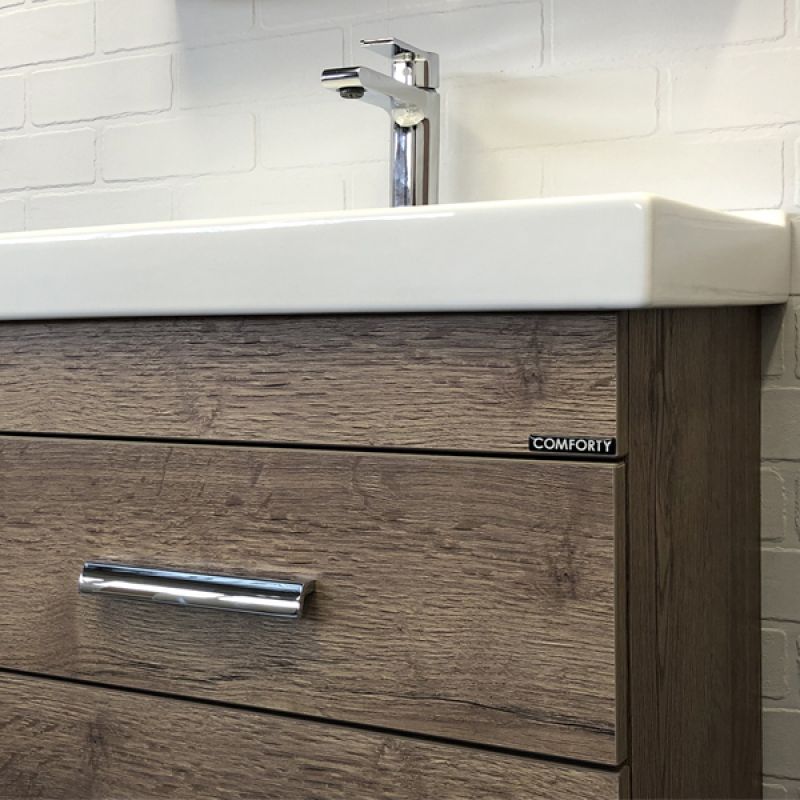 Тумба с раковиной Comforty Никосия 60Н 00-00008852 дуб темный с раковиной Fest 60 F01