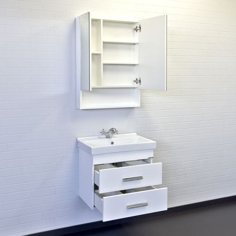 Тумба с раковиной Comforty Никосия 60П 00-00011161 белый глянец с раковиной Fest 60