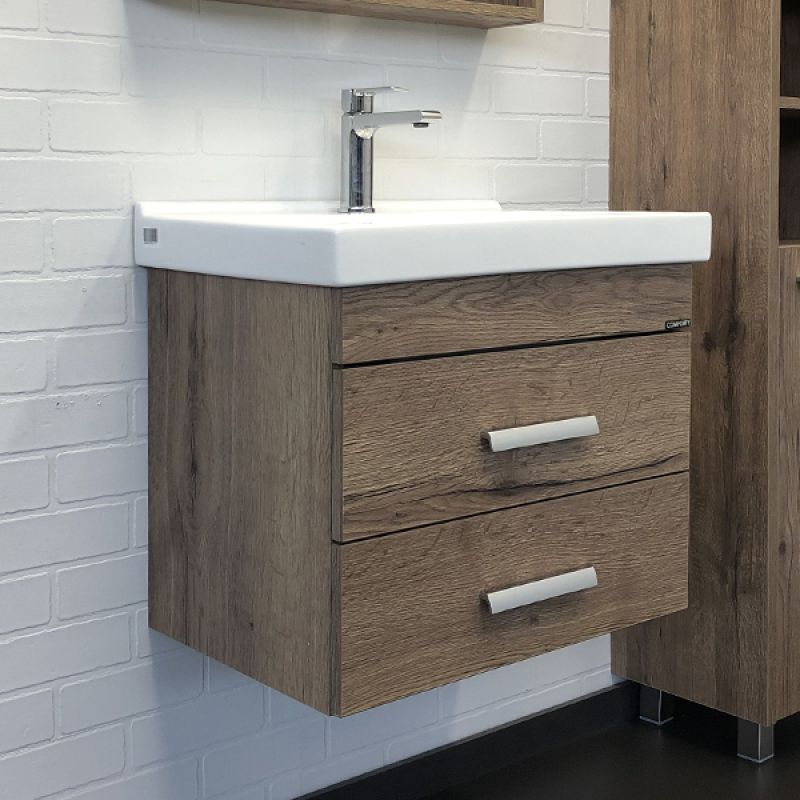 Тумба с раковиной Comforty Никосия 60П 00-00008853 дуб темный с раковиной Fest 60 F01