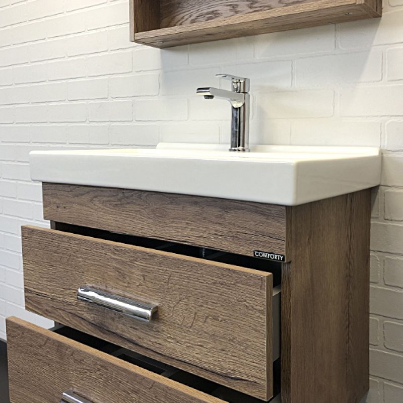 Тумба с раковиной Comforty Никосия 60П 00-00008853 дуб темный с раковиной Fest 60 F01