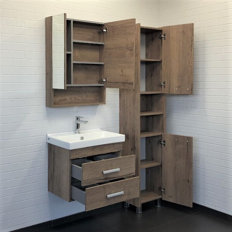 Тумба с раковиной Comforty Никосия 60П 00-00008853 дуб темный с раковиной Fest 60 F01