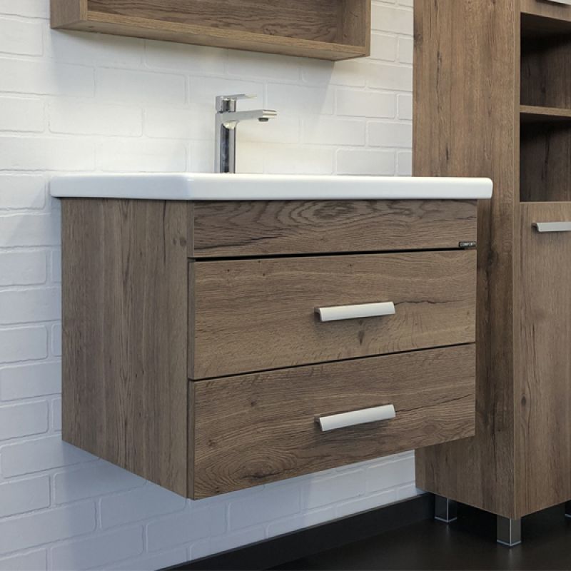 Тумба с раковиной Comforty Никосия 70П 00-00008855 дуб темный с раковиной Como 70