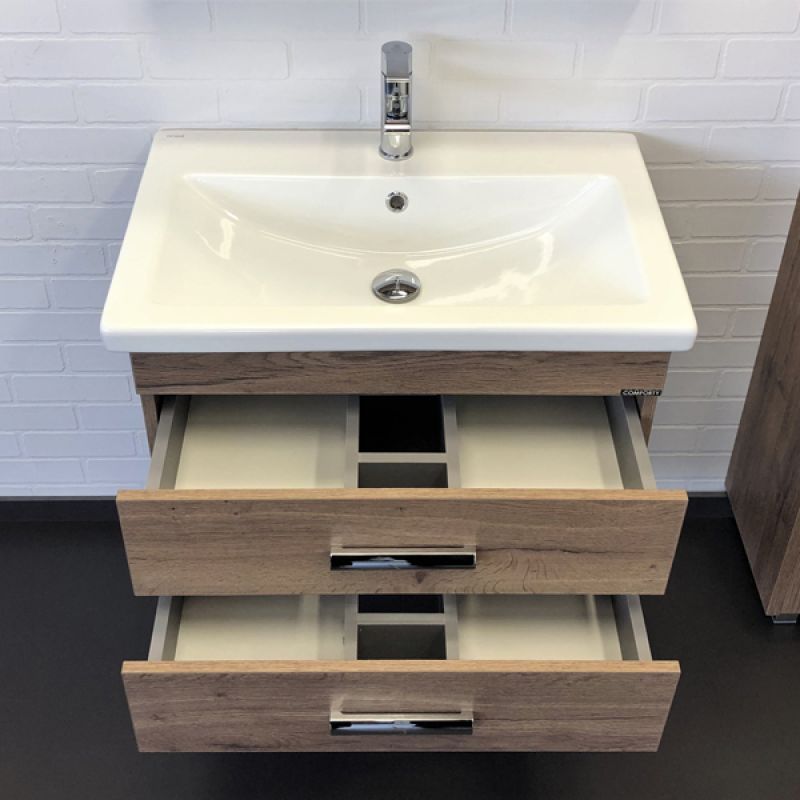 Тумба с раковиной Comforty Никосия 70П 00-00008855 дуб темный с раковиной Como 70