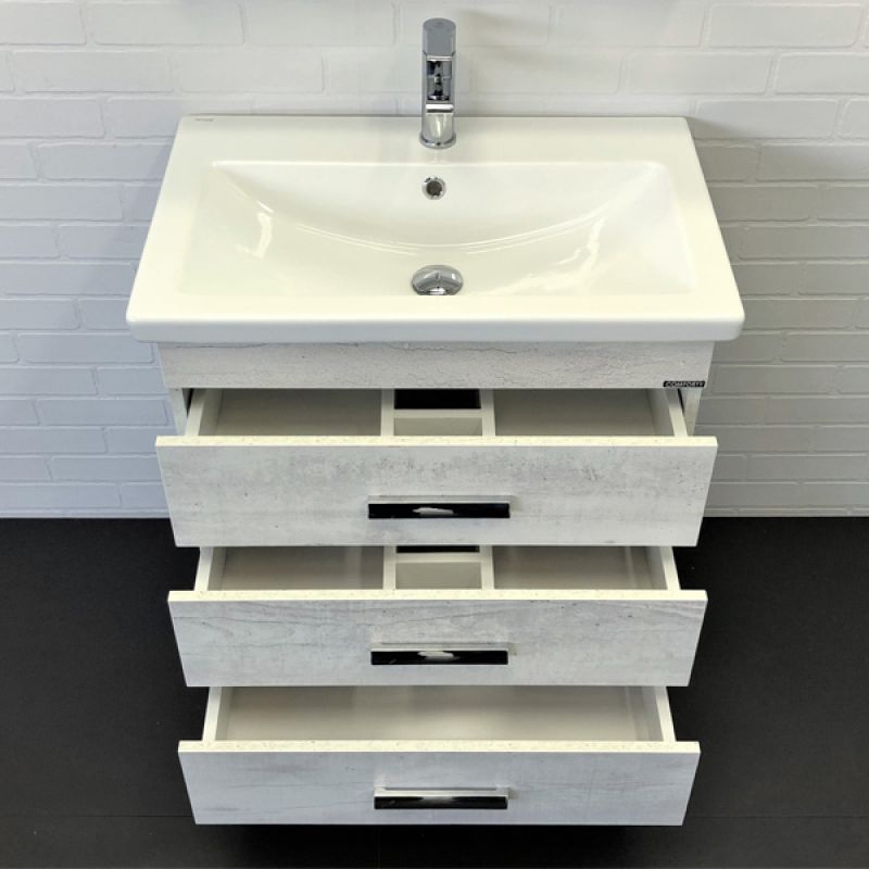 Тумба с раковиной Comforty Никосия-70Н 00-00005793 дуб белый с раковиной COMO 70