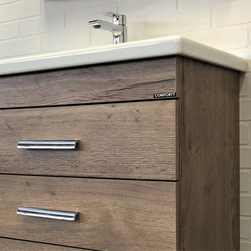 Тумба с раковиной Comforty Никосия-70Н 00-00008854 дуб темный с раковиной Como 70