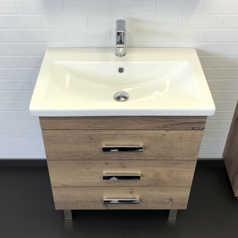 Тумба с раковиной Comforty Никосия-70Н 00-00008854 дуб темный с раковиной Como 70